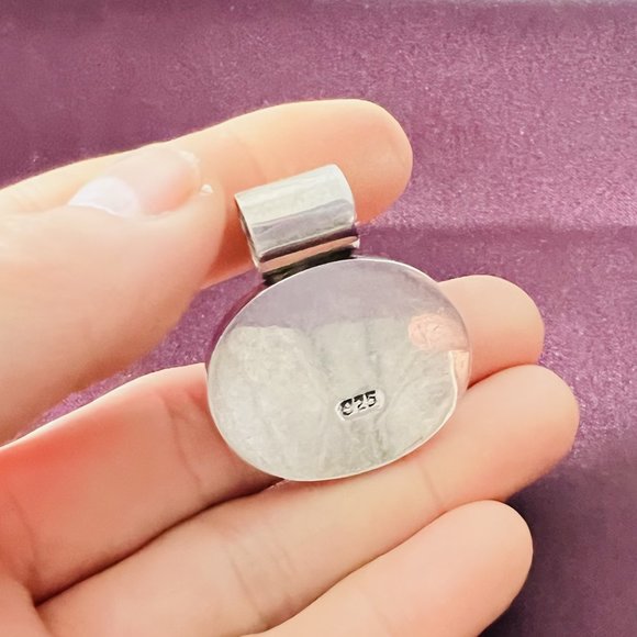 Handcrafted Vintage 925 Sterling Silver Classic Huge Pendant Set with Black Onyx - Picture 5 of 6